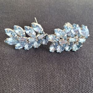 Elegant Silver and Blue Crystal Vintage Earrings